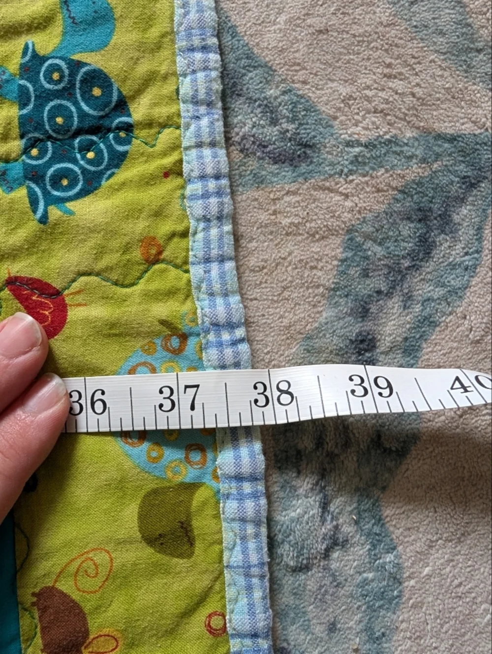 Handmade Turtle Patchwork Baby Quilt in Turquoise & Green‎